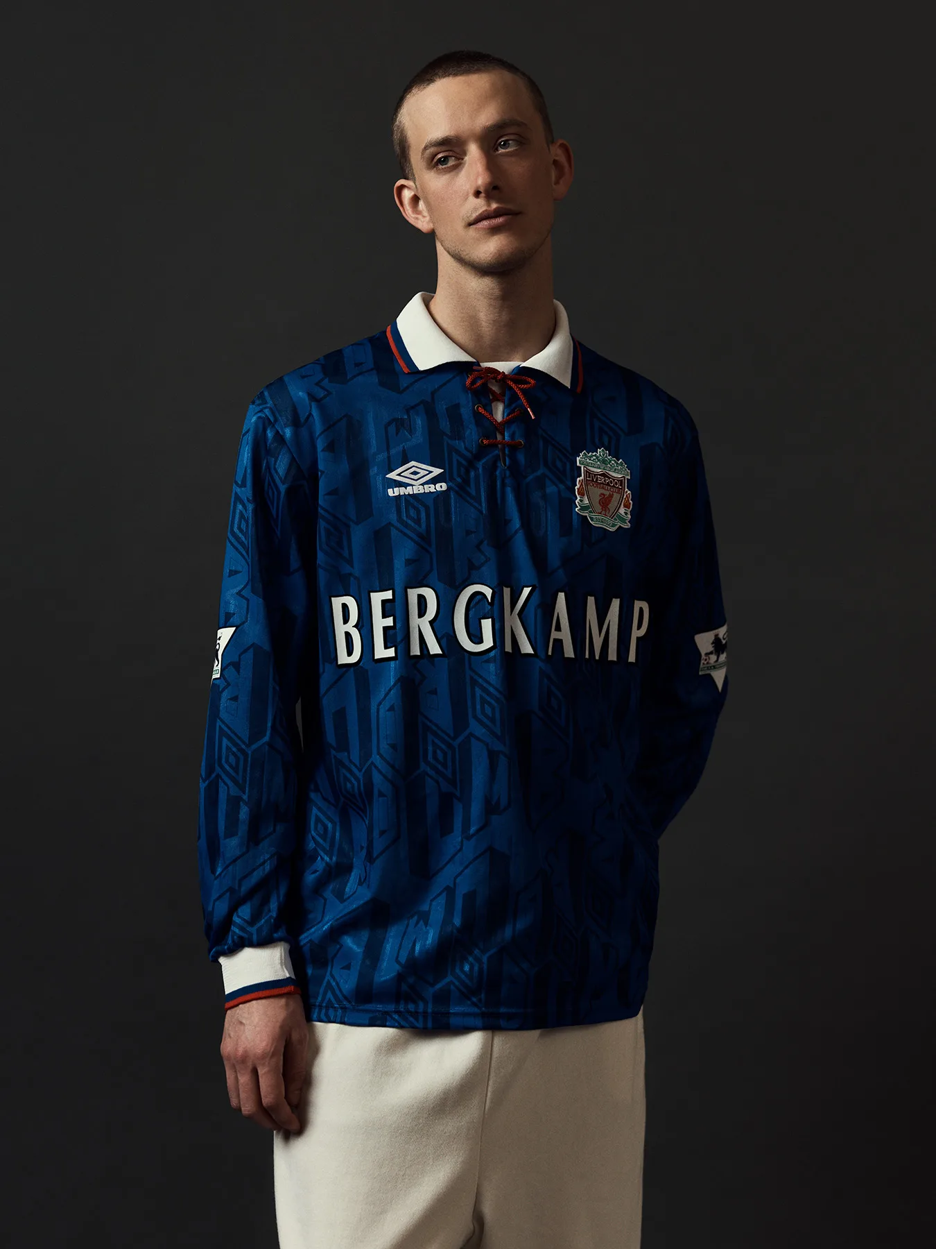 Neil Bedford photographs a male model in football shirts made in error. Designed to create debate online.
