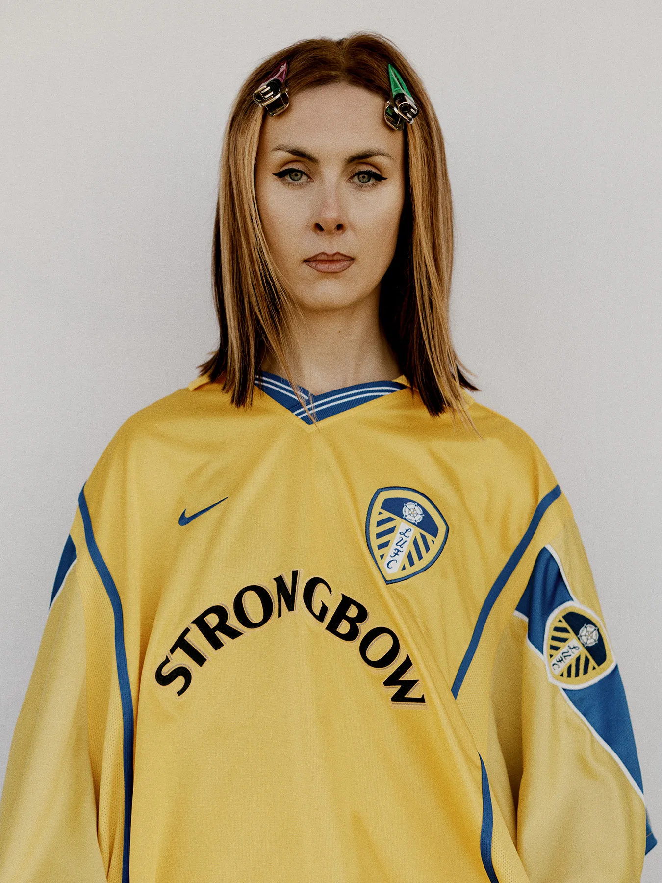 Customised football shirts photographed in North Yorkshire. Leeds United, Everton and Sunderland football shirts have been reworked to make new garments.