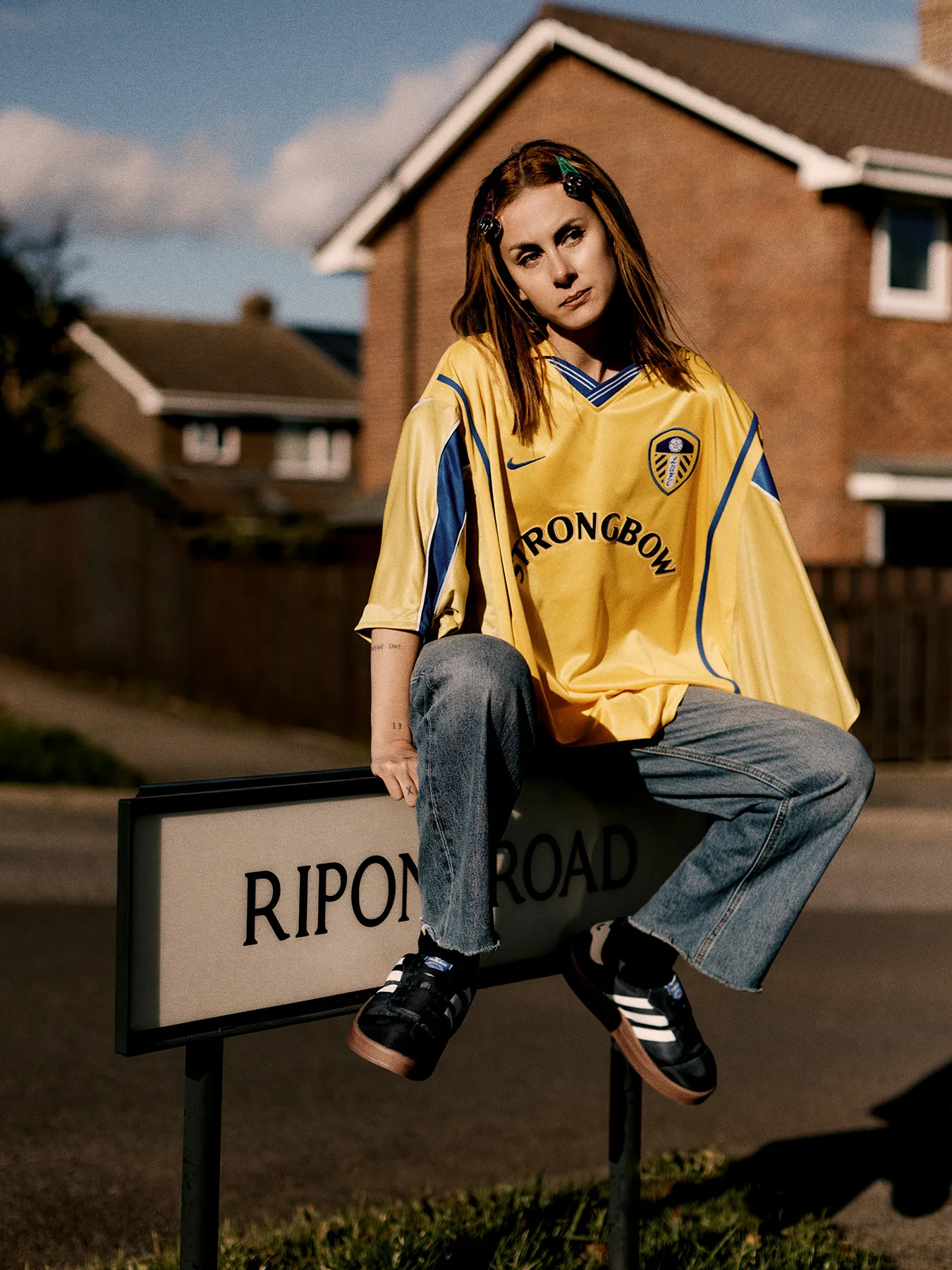 Customised football shirts photographed in North Yorkshire. Leeds United, Everton and Sunderland football shirts have been reworked to make new garments.