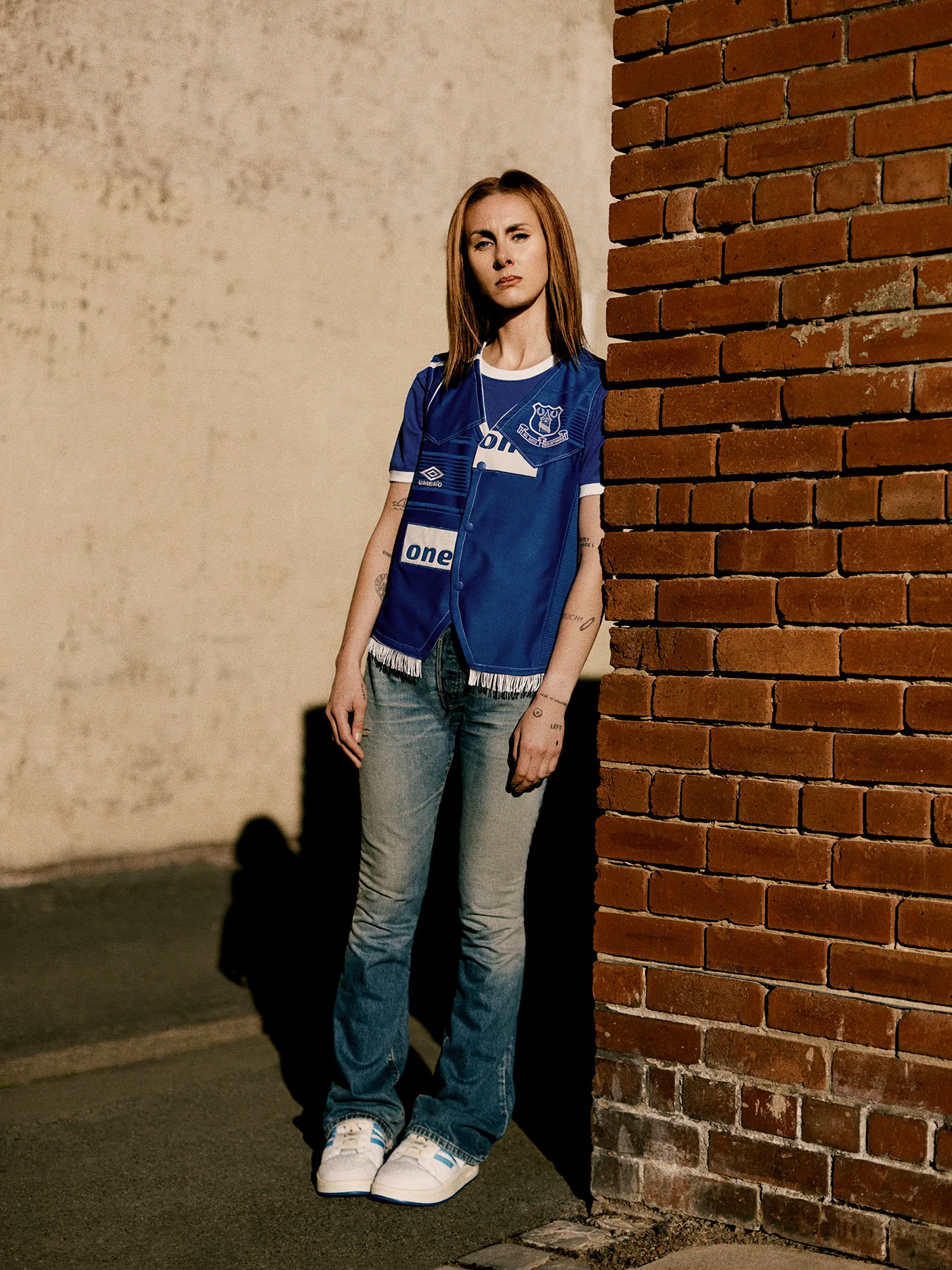 Customised football shirts photographed in North Yorkshire. Leeds United, Everton and Sunderland football shirts have been reworked to make new garments.