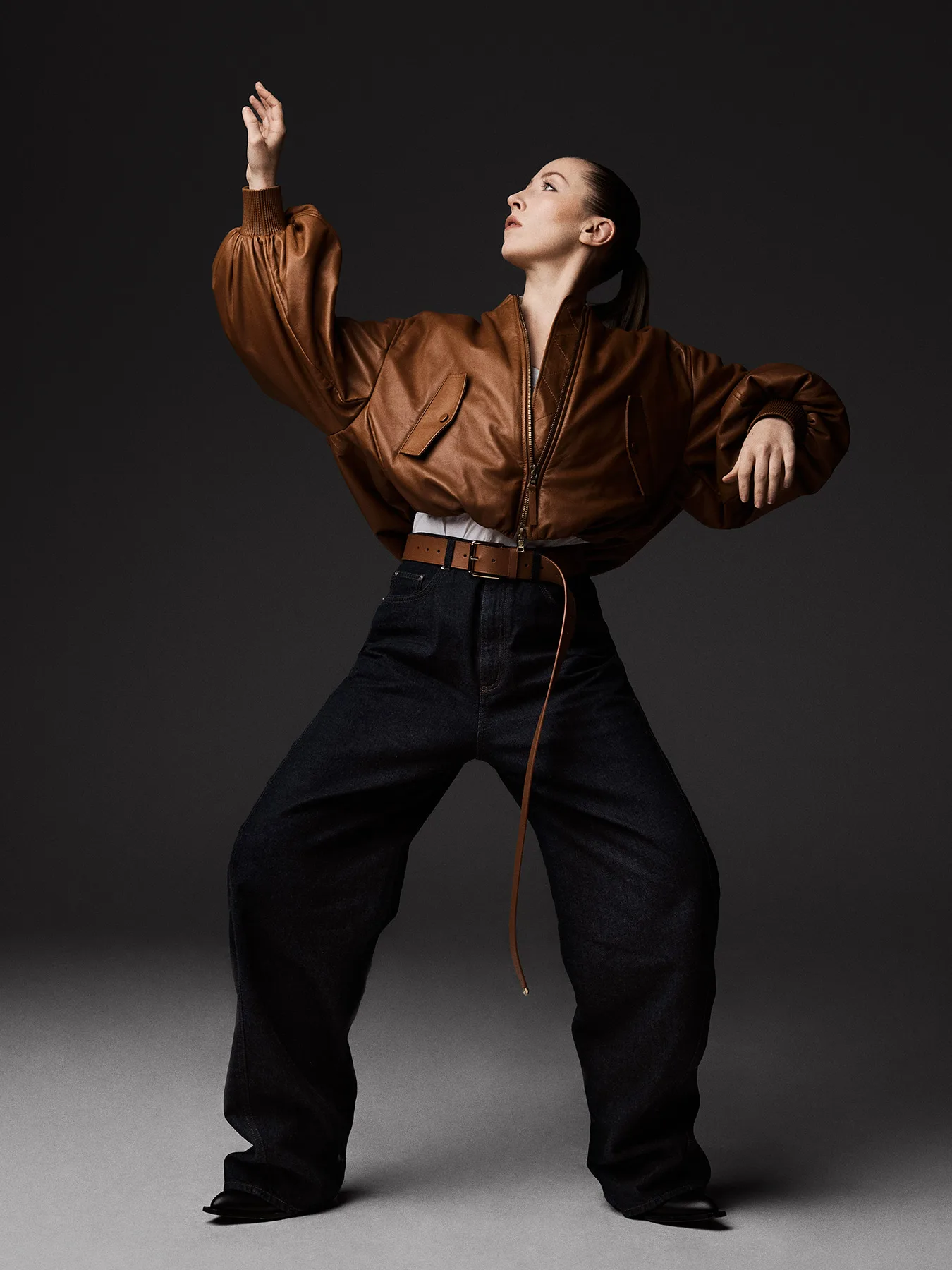 Actor Erin Doherty photographed for the observer magazine wearing high fashion brands
