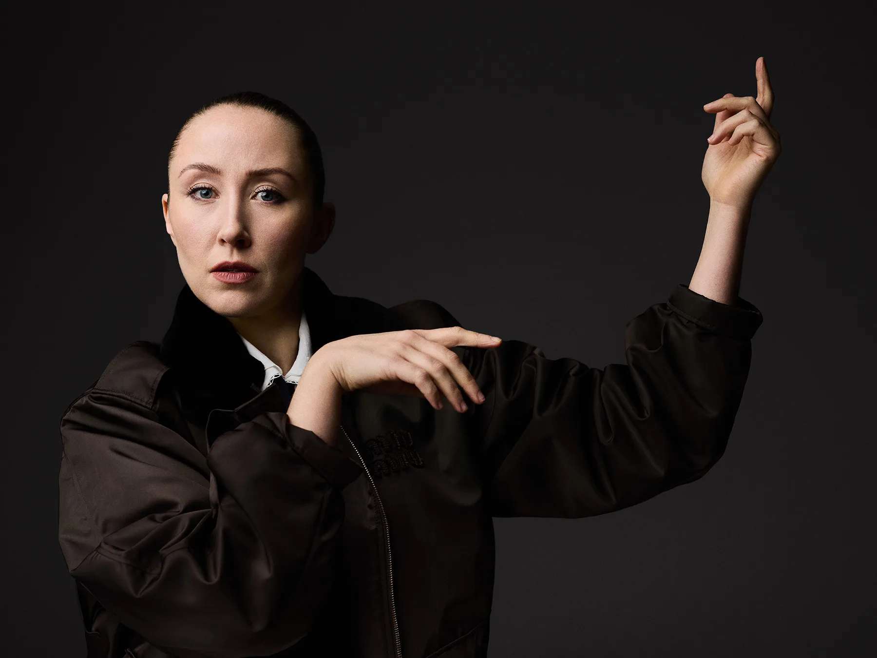 Actor Erin Doherty photographed for the observer magazine wearing high fashion brands