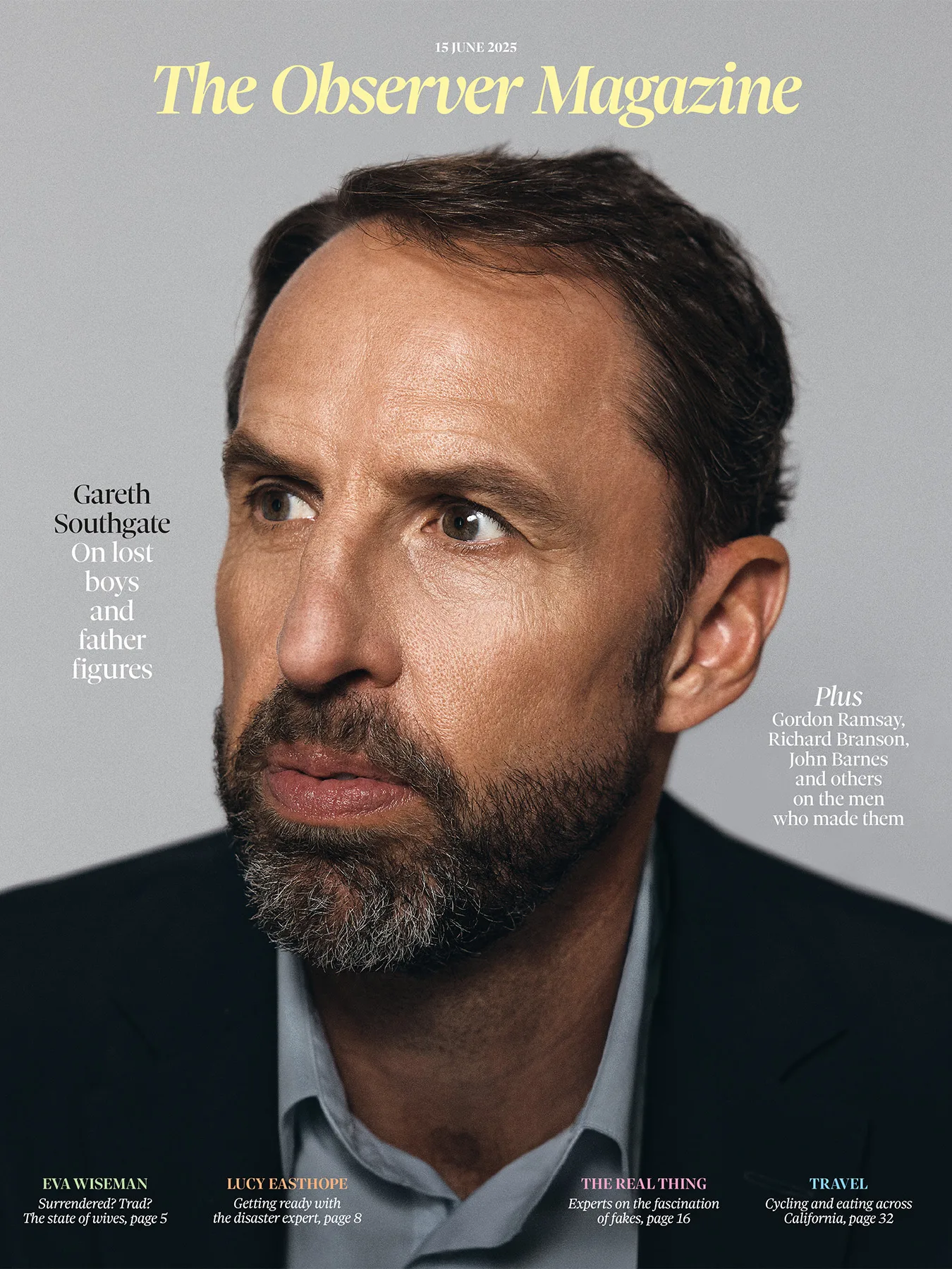 England manager Gareth Southgate photographed for the Observer magazine