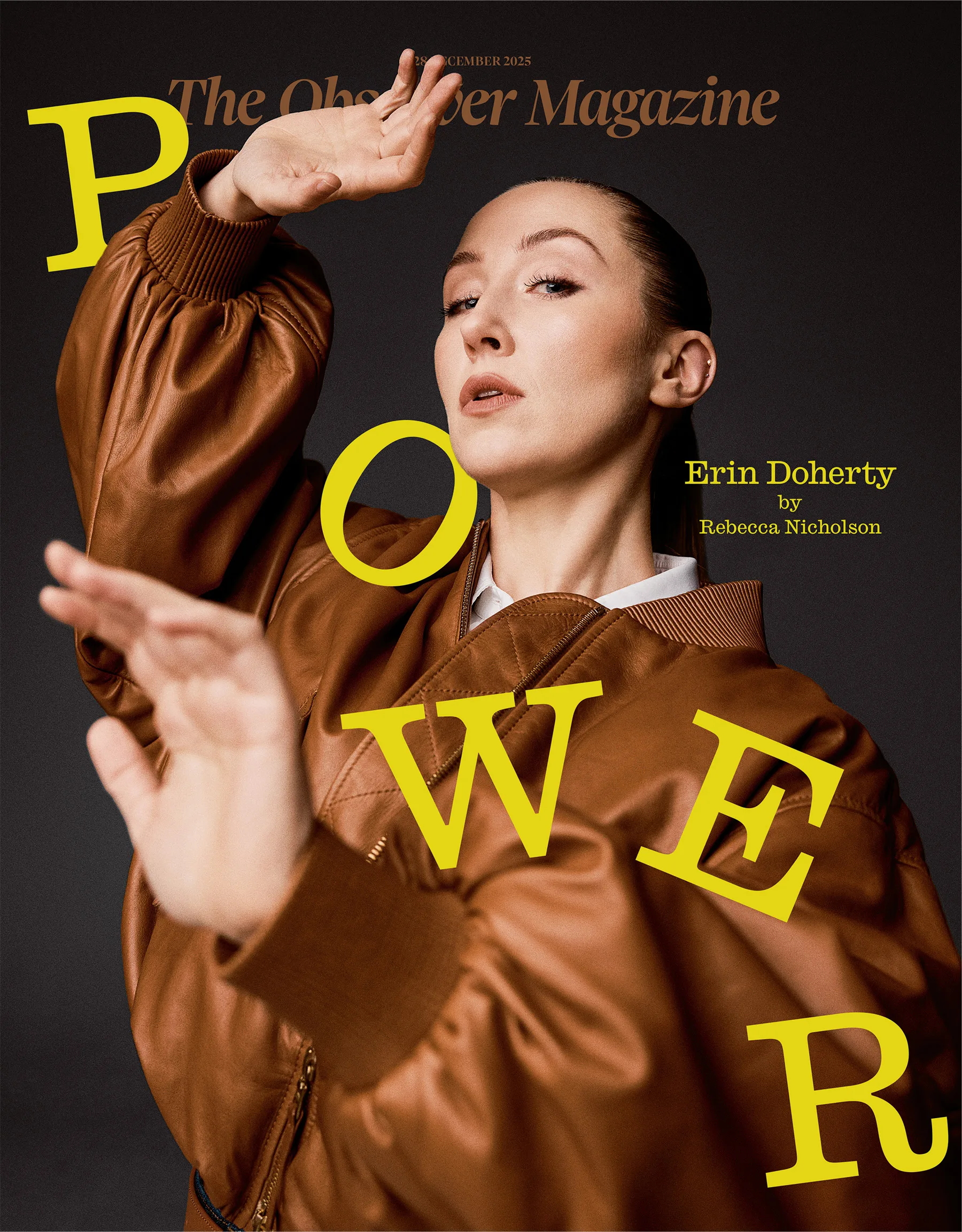 Actor Erin Doherty photographed for the observer magazine wearing high fashion brands