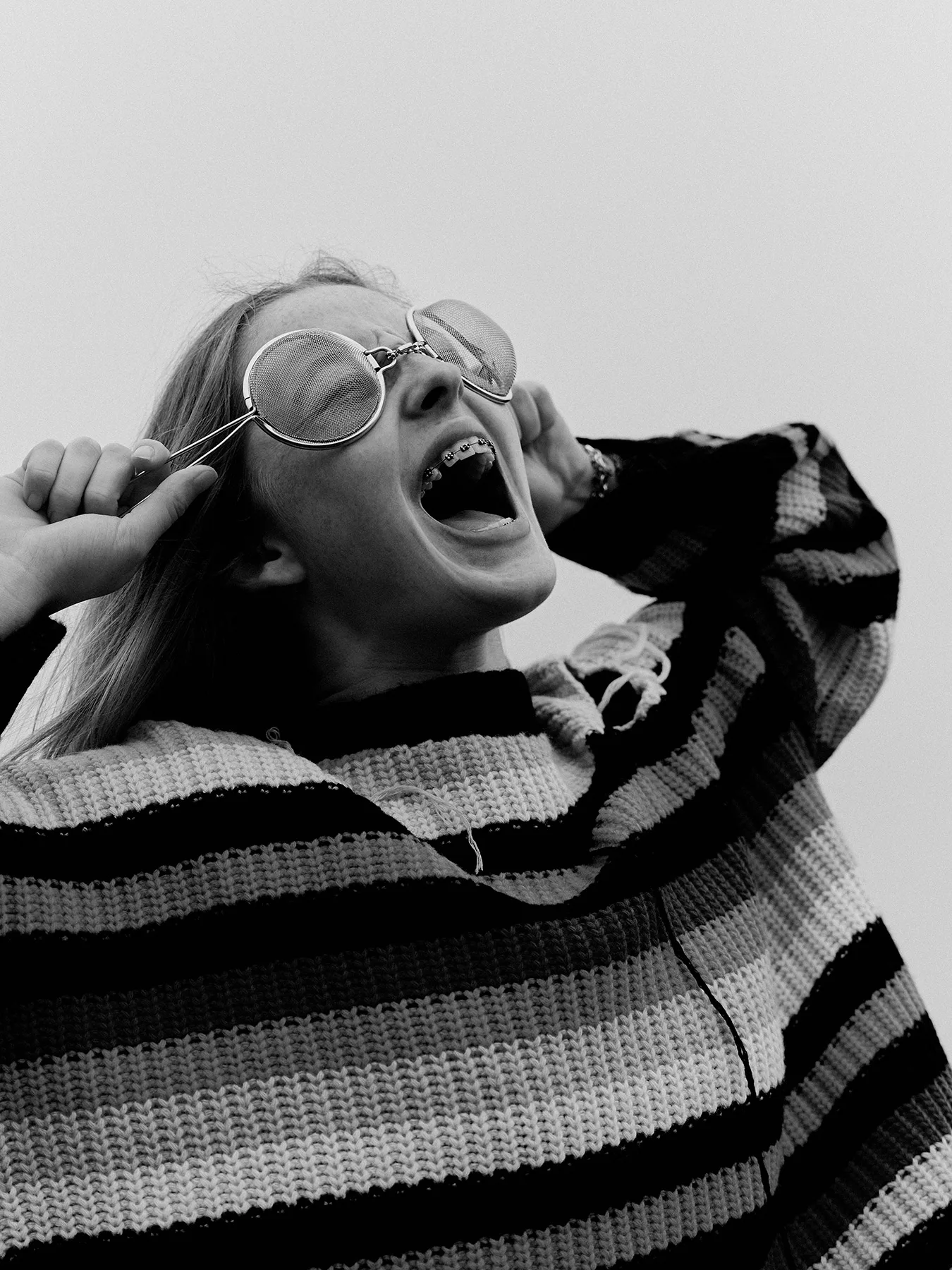 Neil Bedford photographs a female model looking for a UFO in the North Yorkshire Dales