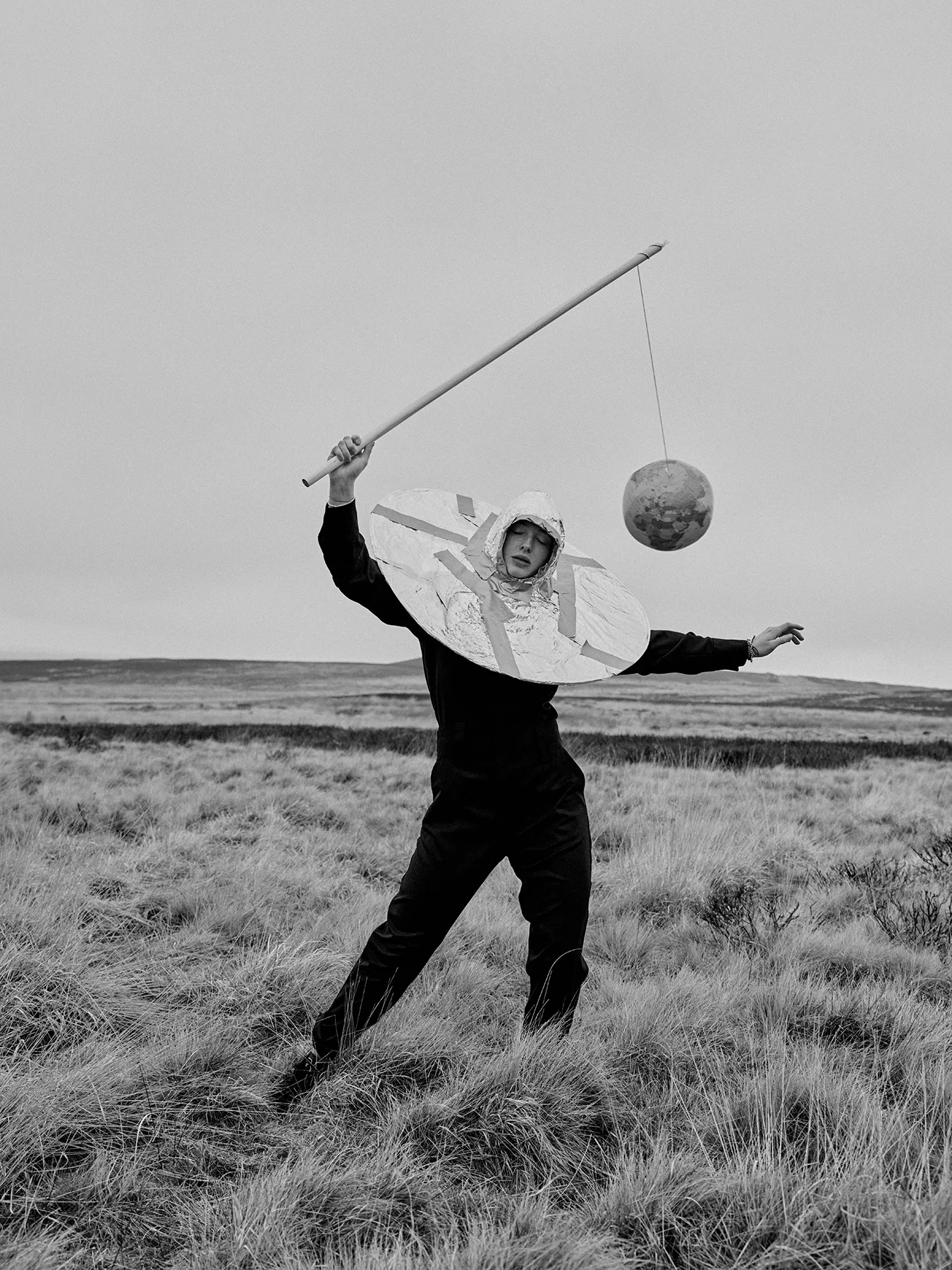 Neil Bedford photographs a female model looking for a UFO in the North Yorkshire Dales
